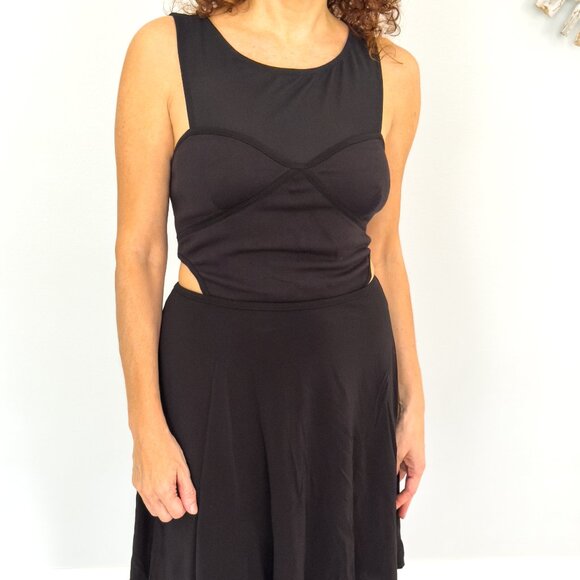 Bebe Black Cutout Fit & Flare Skater Dress – Size S - Picture 1 of 4